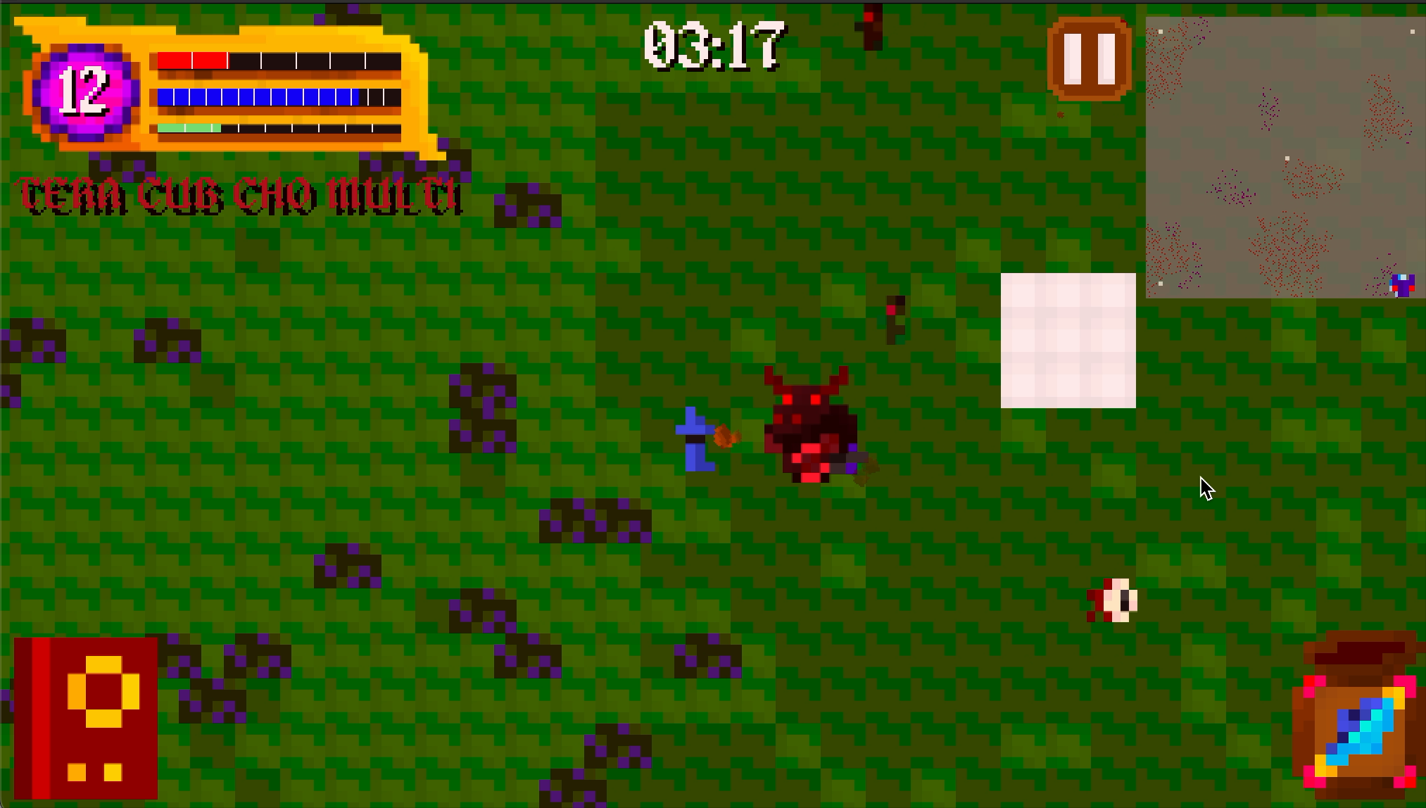 Gameplay screenshot of Type-Casting, a bullet hell survival game