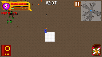 Gameplay screenshot of Type-Casting, a bullet hell survival game